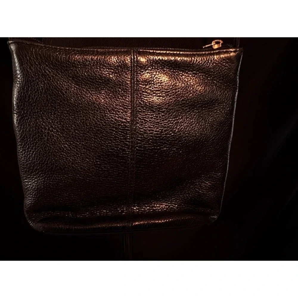 Stone Mountain Black Pebbled Leather Crossbody Bag Small Purse Orange Lining